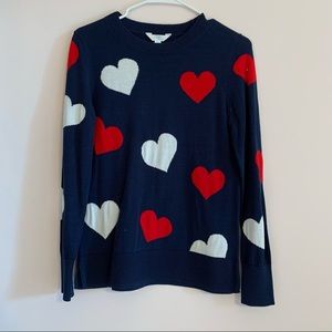 Navy Heart Sweater Red and White Hearts Valentine